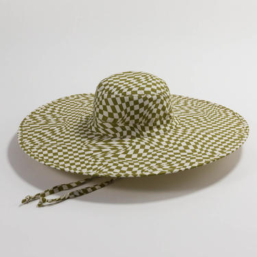 Packable Sun Hat - Moss Trippy Checker