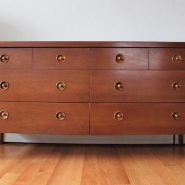 Vintage Mid Century Modern Double Dresser by Drexel Counterpoint Series 