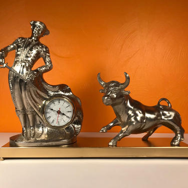 Mid Century Modern Mantle Clock - Matador and Bull 
