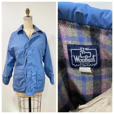blue lined Woolrich jacket 