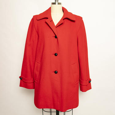 1980s Coat Red Wool Jacket Small 