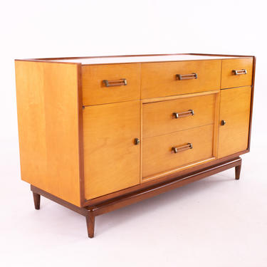Milo Baughman for Drexel Todays Living Style Blonde and Brass Buffet Sideboard - mcm 
