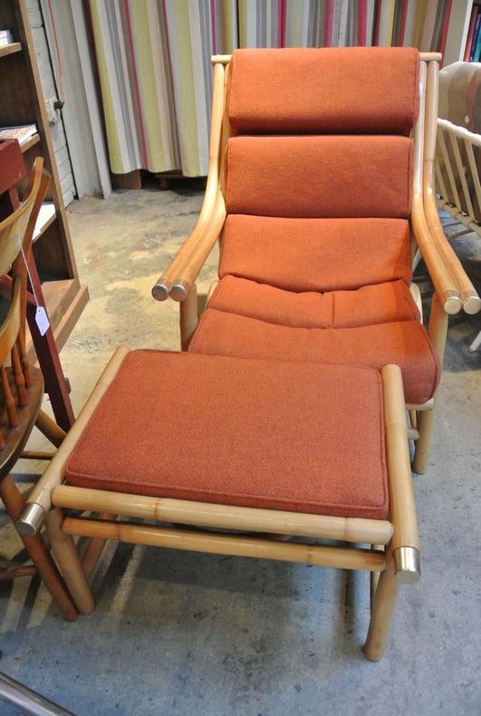 Rattan Chair + Ottoman. $195