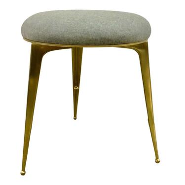 Ej Victor Modern Round Gray Wool and Brass Stool