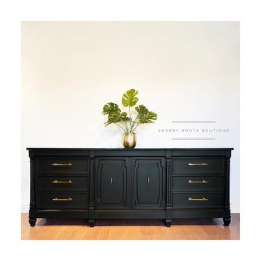 NEW! Modern Farmhouse Long Triple Dresser credenza in Matte Black with gold hardware - Triple chest of drawers - San Francisco CA by Shab