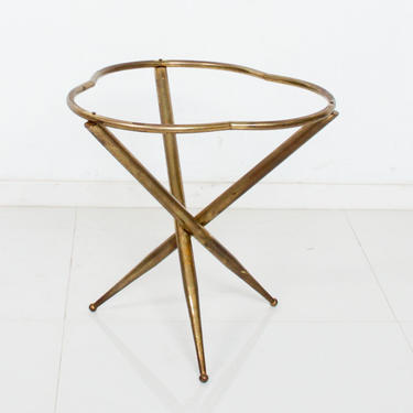 Italian Sculptural Side Tripod Table in Patinated Bronze 1950s Style GIO PONTI 