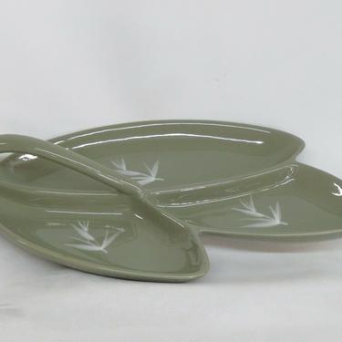 Winfield Mid Century Divided Serving Relish Dish Flower Pattern with Handle 2479
