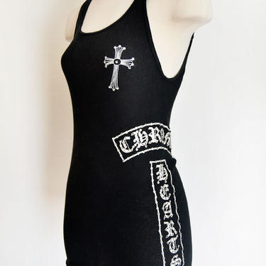 1990's CHROME HEARTS Tank Top Wife Beater, Black, Rhinestone, &amp;quot;Fuck You&amp;quot; Authentic,  Rocker Tshirt 