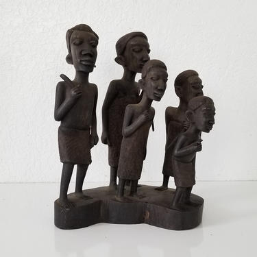 Vintage Mafass Art Hand Carved Wood African Tribal Sculpture . 