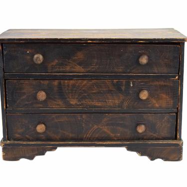 Antique Miniature Grain Painted Pine Chest of Drawers 