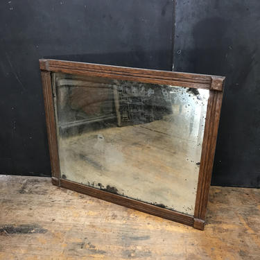 Antique Depression Era Tavern Oak Wall Mirror 