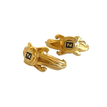 Fendi Large Gold Clip On Earrings