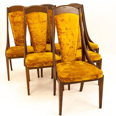 Tobago Muebles Brutalist Mid Century Highback Walnut Dining Chairs - Set of 6 - mcm 