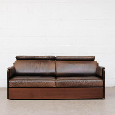 Ate van Apeldoorn Custom Solid Iroko Loveseat with Leather Cushions and Outlet