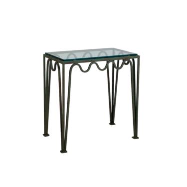 Chic 'Méandre' Verdigris and Glass Night Stand by Design Frères