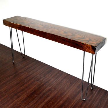 Console Table Reclaimed Wood Beam On Hairpin Legs 