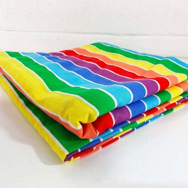 Vintage Rainbow Cotton Fabric 4 Yards Colorful Crafts 1980s 80s Stripe Stripes Sewing Craft Quilting Retro Nursery Kid's Children's Baby 