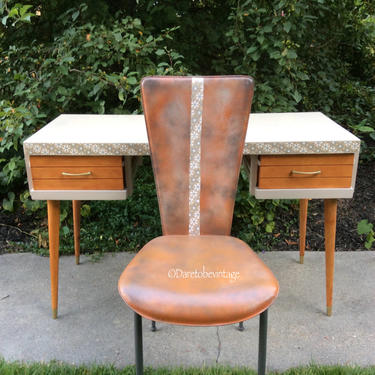 Sold Mid Century Modern Desk and Chair - Vintage Desk Vanity - Mid Century Modern Painted Desk and Chair - Danish Style Desk - Eames  Desk 