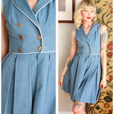1960s Dress // Sue Brent Nautical Day Dress // vintage 60s dress 