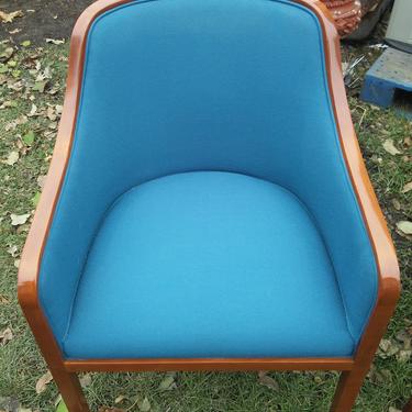 Mid Century Modern Ward Bennett Armchairs made for Brickel Eames Era Teal Blue Chairs 