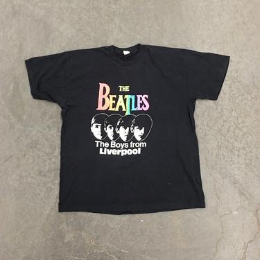 Vintage Beatles Tee Retro 1980s The Boys from Liverpool + English Rock Band + John Lennon + Paul McCartney + George Harrison +  Ringo Starr 
