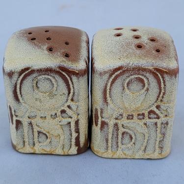 Vintage Frankoma &quot;Mayan Aztec Desert Gold&quot; Salt and Pepper Shakers