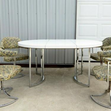 VTG Mid Century CHROME DINETTE DINING CHAIRS &amp; TABLE SET Space Age TULIP SWIVEL