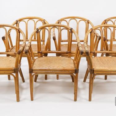 McGuire Style Set of 6 Rattan Chairs