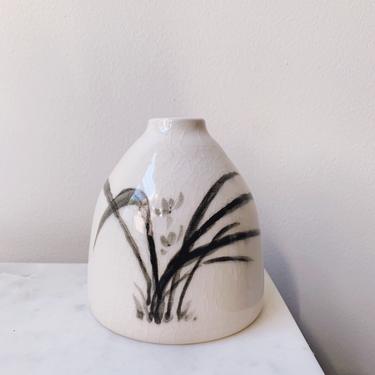 Bamboo Brush Orchid Vase // handmade porcelain ceramic pottery 