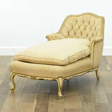 Hollywood Regency Style Tufted Back Chaise Lounge