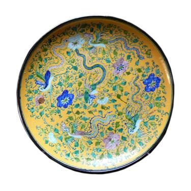 Chinese Yellow Color Phoenix Porcelain Plate Display vs811E 