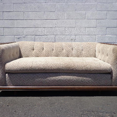 Chesterfield Loveseat Fabric Mid Century Modern Sofa Couch Rustic Lounge Seating Settee Tufted Bohemian Boho Chic Milo Baughman Style Design 