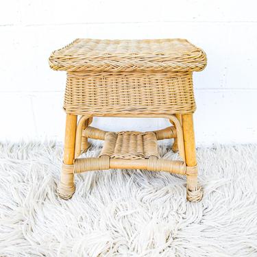 Wicker Rattan Stool Plant Stand Small Side Table 