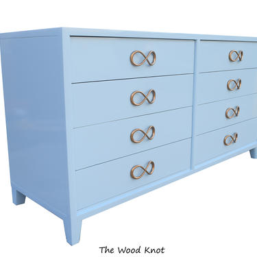High Gloss Light Blue Dresser With Original Bow Handles