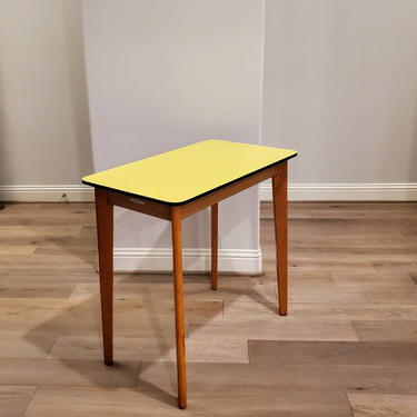 1960s Remploy Mid-Century Modern Yellow Formica Teak Table 