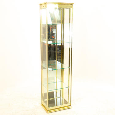 Mid Century Brass and Glass Display Cabinet - mcm 