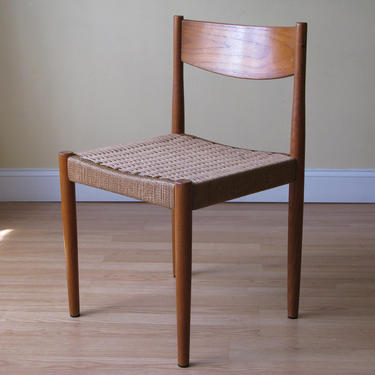 One Frem Rojle Teak Dining Chair or desk chair in Danish Paper Cord 