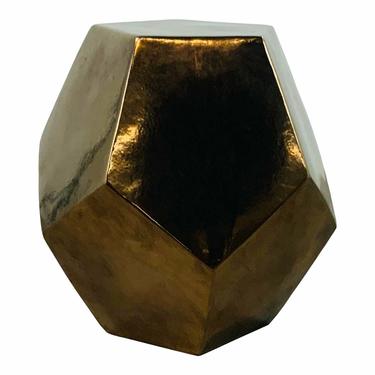 Made Goods Modern Geometric Bronze Crackle Ceramic Cole Stool