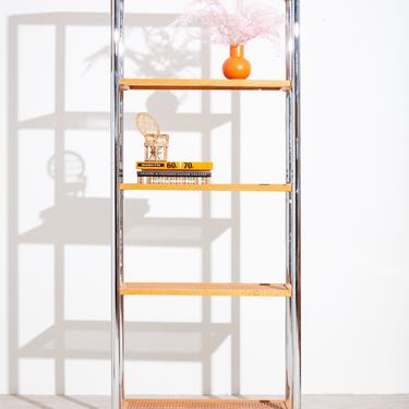 Chrome Etagere with Caned Shelves