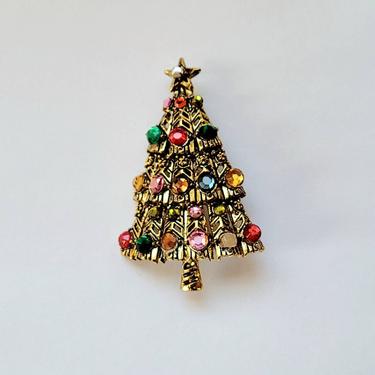 Vintage Hollycraft  Christmas tree brooch pin xmas tree xmas gift 