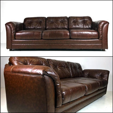 Vintage Leather Tufted Sofa - SOLD 