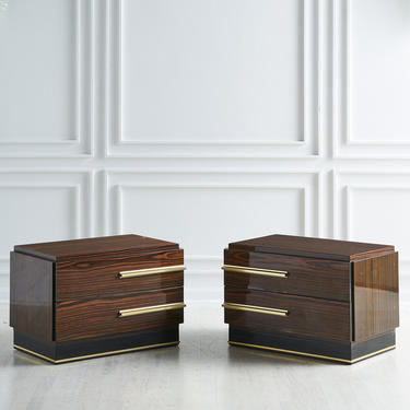 Rosewood + Brass Nighstands by Luciano Frigerio, Italy