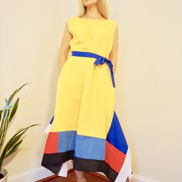Asymmetrical Colour Block Dress with Pockets