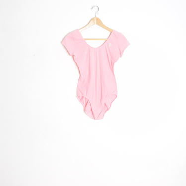 vintage 80s bodysuit light pink leotard swimsuit workout clothing top XS S 