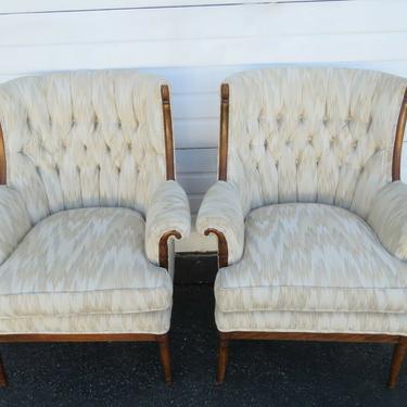 Carved Pair of Fireplace Living Bed Room Side Chairs 2076