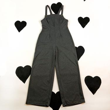 90s Joule Gray Overalls / Onesie / Jumper / Wide Leg / Stretch / Disco / Large / 90s does 70s / Empire Waist / Heather / Club Kid / Minimal 