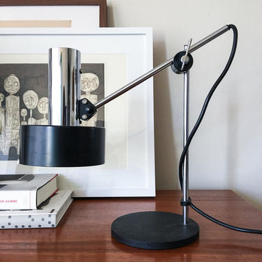 Helo Leuchten Sleek Black Shade Positionable Desk Lamp Vintage Fog Morup Hala Midcentury Germany 