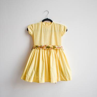 1950s Yellow Cotton Girls Party Dress 