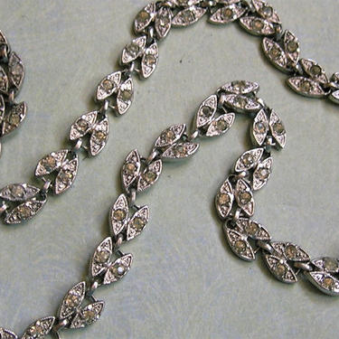 Antique 1920's Sterling Paste Necklace, Old Sterling Necklace, Vintage Choker Necklace, Wedding Necklace (#3403) 