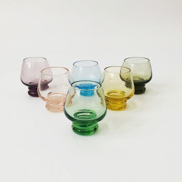 Vintage Rainbow Shot Glasses / Set of 6 